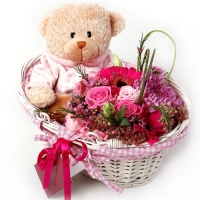 Flower Basket and BRownTeddy