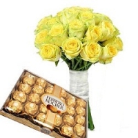 Yellow Roses with Ferrero Chocolates